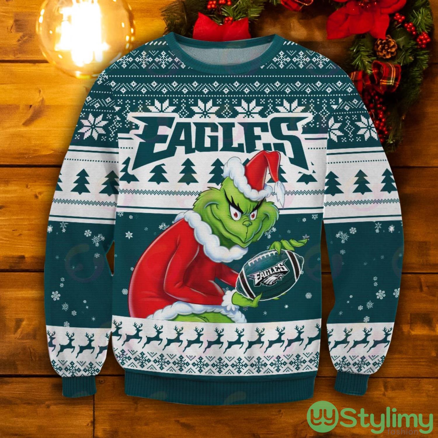 Philadelphia Eagles Grinch Ugly Christmas Sweater 3 Philadelphia Eagles Grinch Ugly Christmas Sweater Product Photo 1