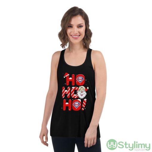 Philadelphia Phillies MLB Baseball Ho Ho Ho Santa Claus Merry Christmas Shirt - Women's Flowy Racerback Tank