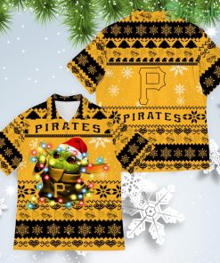 Pittsburgh Pirates Baby Yoda Star Wars American Ugly Christmas Sweater Pattern Hawaiian Shirt Product Photo 1