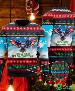 Rise And Shine It's Falconry Time America Eagle Christmas Xmas Sweater - 3D Rise And Shine It's Falconry Time America Eagle, Christmas Xmas Sweater, Christmas Sweater, Gift For Sweater Lover