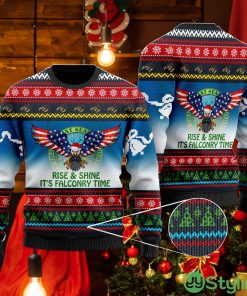 Rise And Shine It's Falconry Time Idaho Eagle Sweater Christmas Xmas Sweater - 3D Rise And Shine It's Falconry Time Idaho Eagle Sweater, Christmas Xmas Sweater, Christmas Sweater, Gift For Sweater Lover