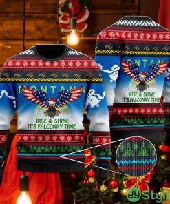 Rise And Shine It's Falconry Time Montana Eagle Christmas Xmas Sweater - 3D Rise And Shine It's Falconry Time Montana Eagle, Christmas Xmas Sweater, Christmas Sweater, Gift For Sweater Lover
