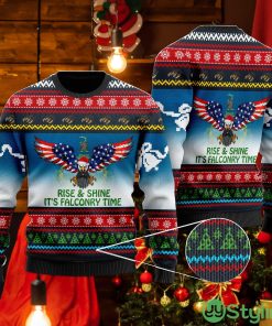 Rise And Shine It's Falconry Time Vermont Eagle Christmas Xmas Sweater - 3D Rise And Shine It's Falconry Time Vermont Eagle, Christmas Xmas Sweater, Christmas Sweater, Gift For Sweater Lover