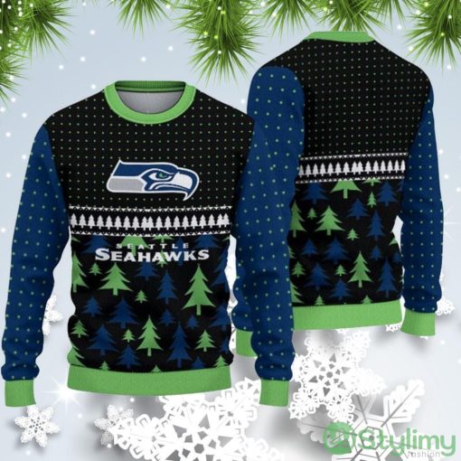 Seattle Seahawks Christmas Pattern Ugly Christmas Sweater Product Photo 1