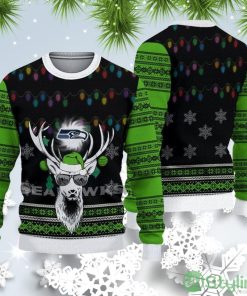 Seattle Seahawks Christmas Reindeer Ugly Christmas Sweater Product Photo 1
