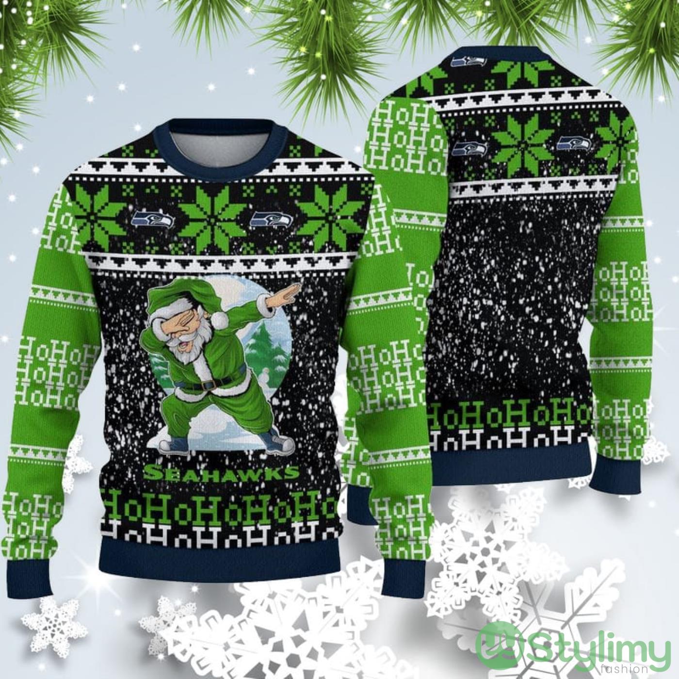 Seattle Seahawks Christmas Santa Claus Ugly Christmas Sweater 3 Seattle Seahawks Christmas Santa Claus Ugly Christmas Sweater Product Photo 1
