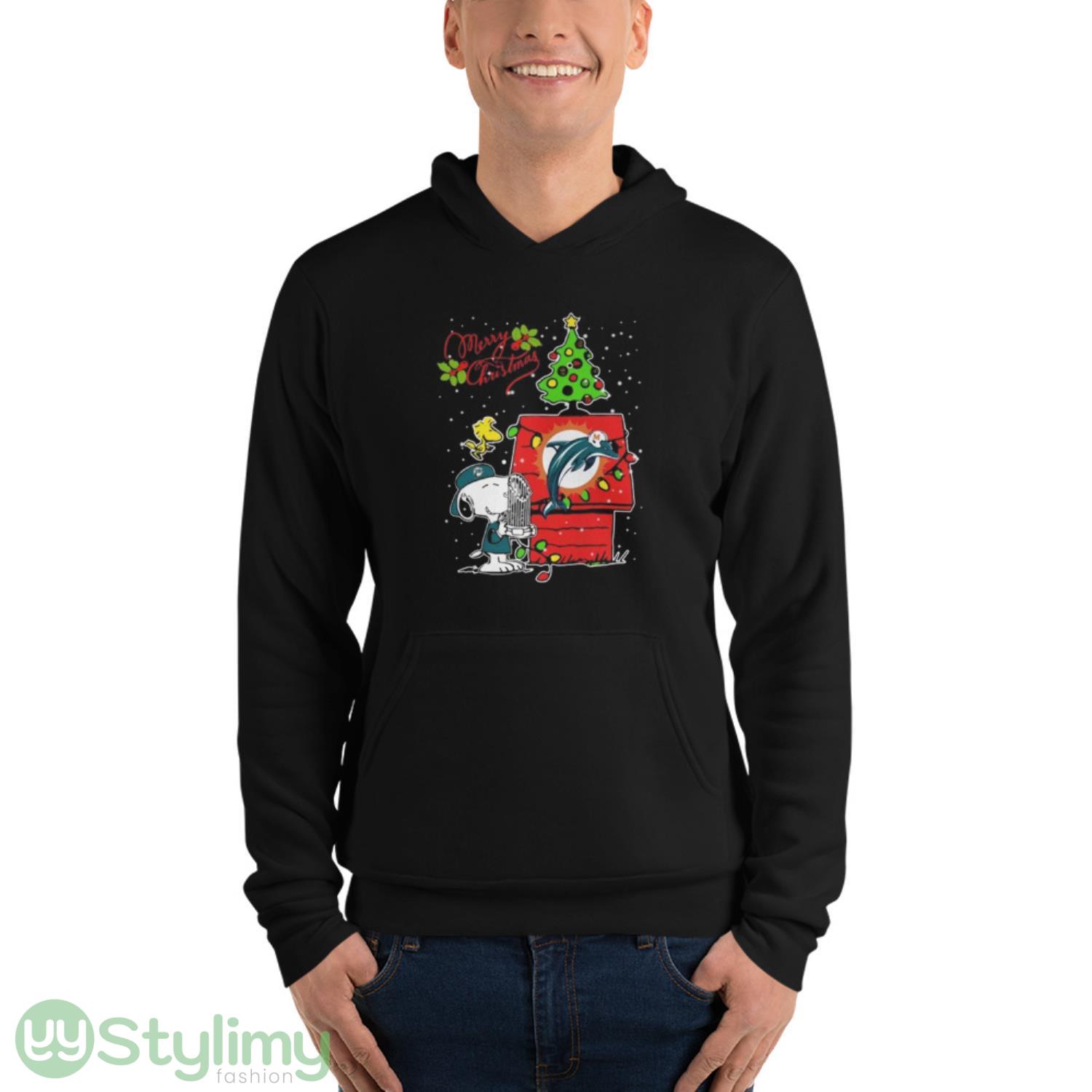 Snoopy Miami Dolphins Merry Christmas shirt 4 Snoopy Miami Dolphins Merry Christmas shirt - Unisex Fleece Pullover Hoodie