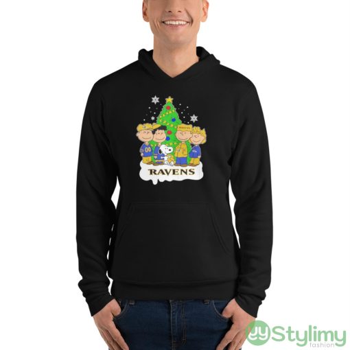 Snoopy The Peanuts Baltimore Ravens Christmas Shirt - Unisex Fleece Pullover Hoodie