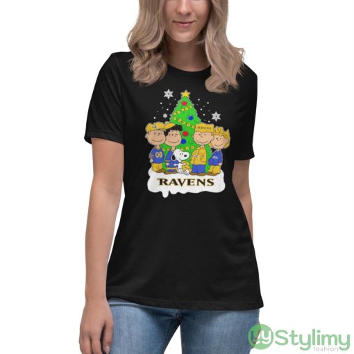 Snoopy The Peanuts Baltimore Ravens Christmas Shirt - Women's Relaxed Short Sleeve Jersey Tee