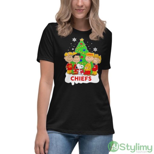 Snoopy The Peanuts Kansas City Chiefs Christmas 2022 Shirt - Women's Relaxed Short Sleeve Jersey Tee