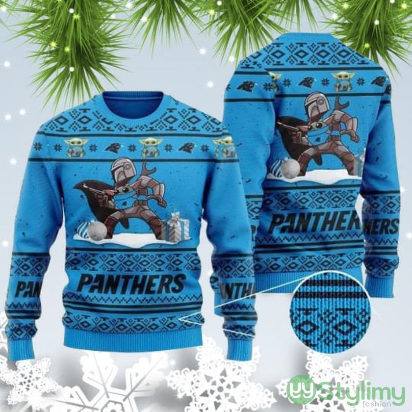 Ugly Baby Yoda Boba Fett The Mandalorian Carolina Panthers For Christmas Ugly Sweater 2 Ugly Baby Yoda Boba Fett The Mandalorian Carolina Panthers For Christmas Ugly Sweater - 1