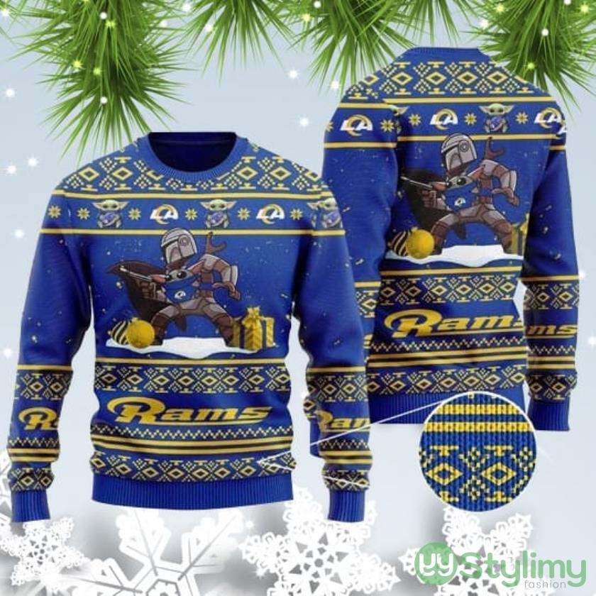 Ugly Baby Yoda Boba Fett The Mandalorian Los Angeles Rams For Christmas Ugly Sweater 2 Ugly Baby Yoda Boba Fett The Mandalorian Los Angeles Rams For Christmas Ugly Sweater - 1