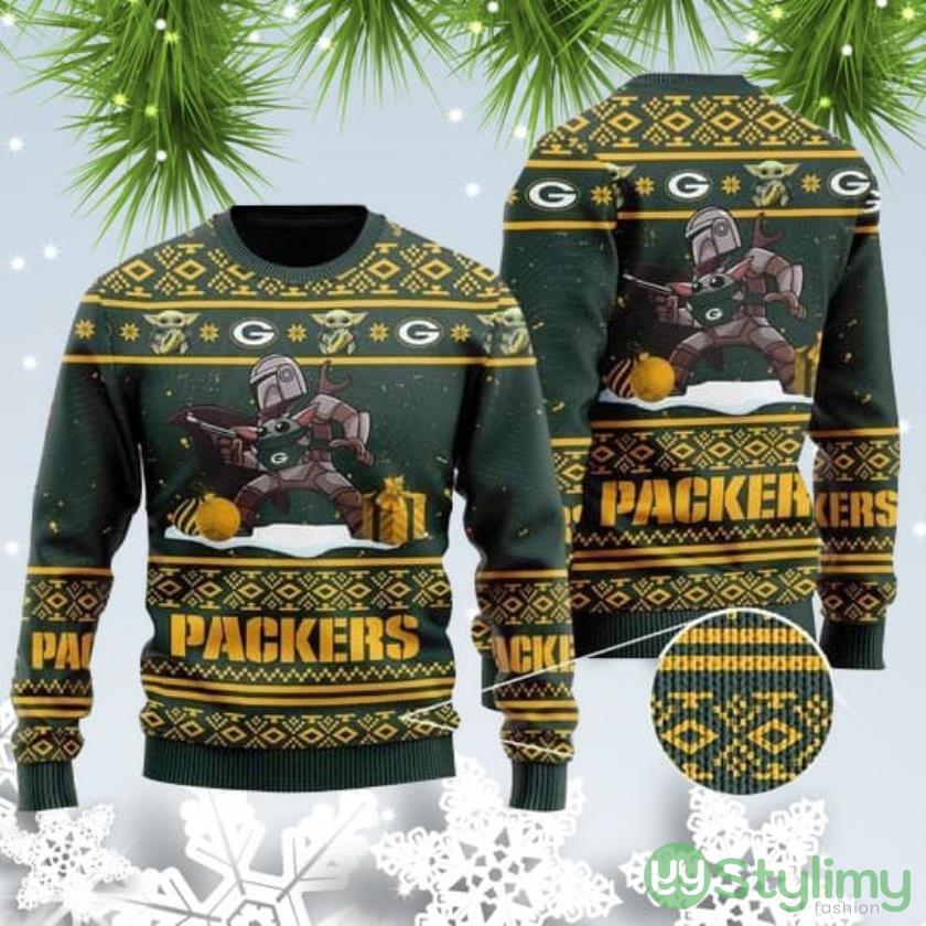 Ugly Christmas SweaterBaby Yoda Boba Fett The Mandalorian Green Bay Packers For Christmas Ugly Sweater 3 Ugly Christmas SweaterBaby Yoda Boba Fett The Mandalorian Green Bay Packers For Christmas Ugly Sweater - 1