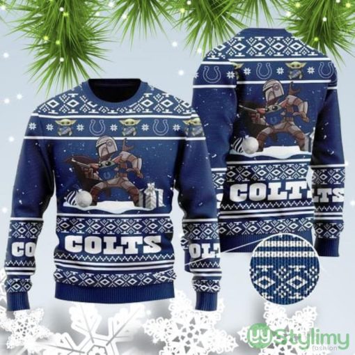 Ugly Christmas SweaterBaby Yoda Boba Fett The Mandalorian Indianapolis Colts For Christmas Ugly Sweater
