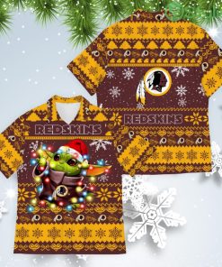 Washington Redskins Baby Yoda Star Wars American Ugly Christmas Sweater Pattern Hawaiian Shirt Product Photo 1