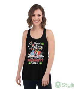 Dear Santa They Are The Naughty Ones Hockey Christmas Sweater Shirt - Women's Flowy Racerback Tank