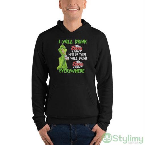 Grinch coors light here or there will drink coors light everywhere Christmas sweater