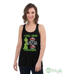 Grinch coors light here or there will drink coors light everywhere Christmas sweater - Women's Flowy Racerback Tank