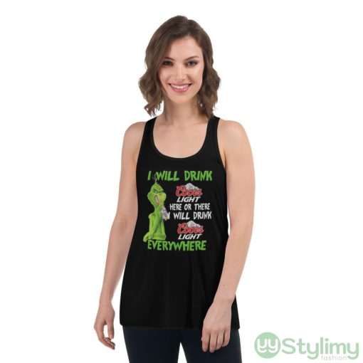 Grinch coors light here or there will drink coors light everywhere Christmas sweater
