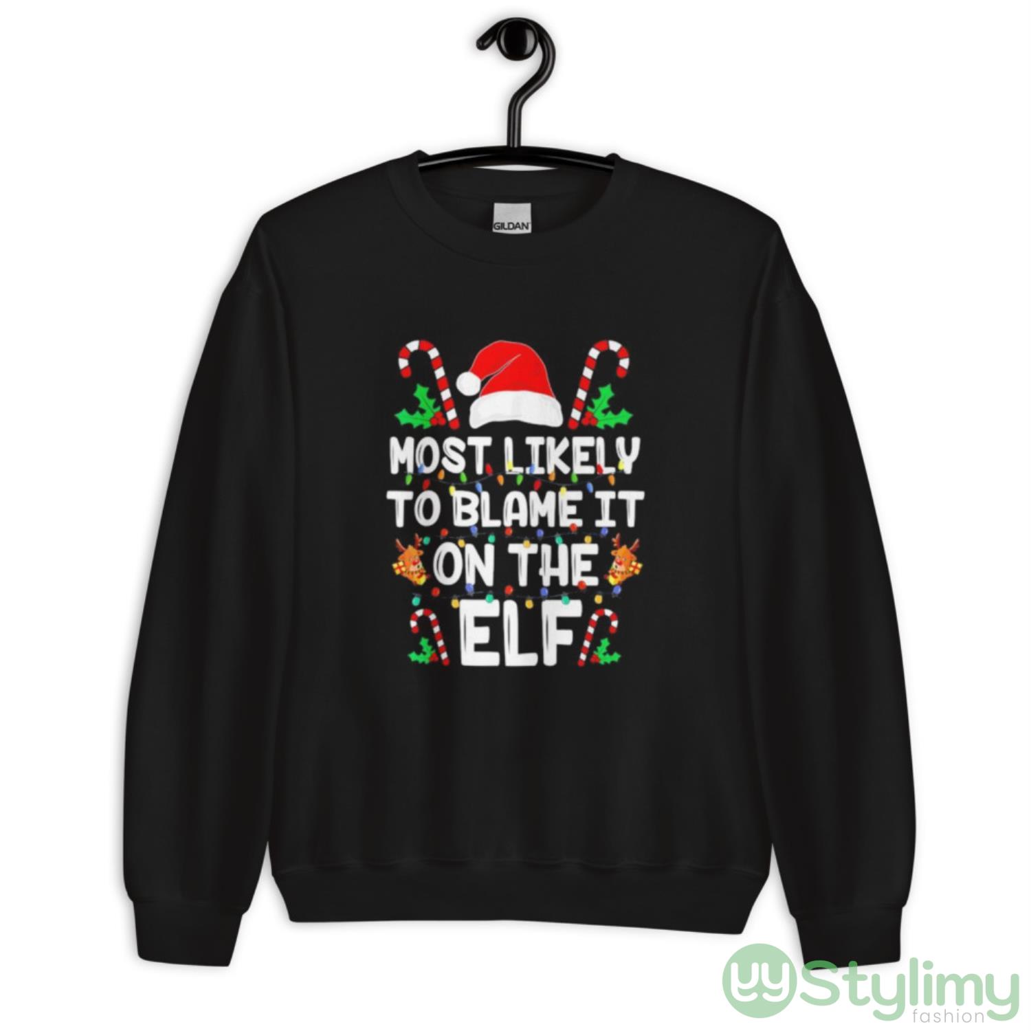 Most likely to blame it on the Elf Christmas shirt 3 Most likely to blame it on the Elf Christmas shirt - Unisex Crewneck Sweatshirt