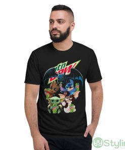 Mountain Dew Baby Yoda Groot Stitch toothless and Gremlins shirt - Short Sleeve T-Shirt
