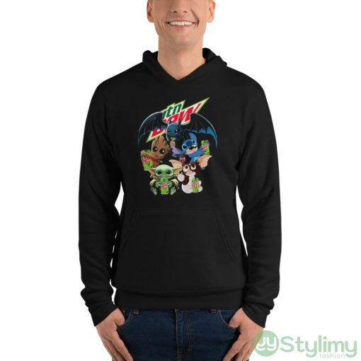 Mountain Dew Baby Yoda Groot Stitch toothless and Gremlins shirt