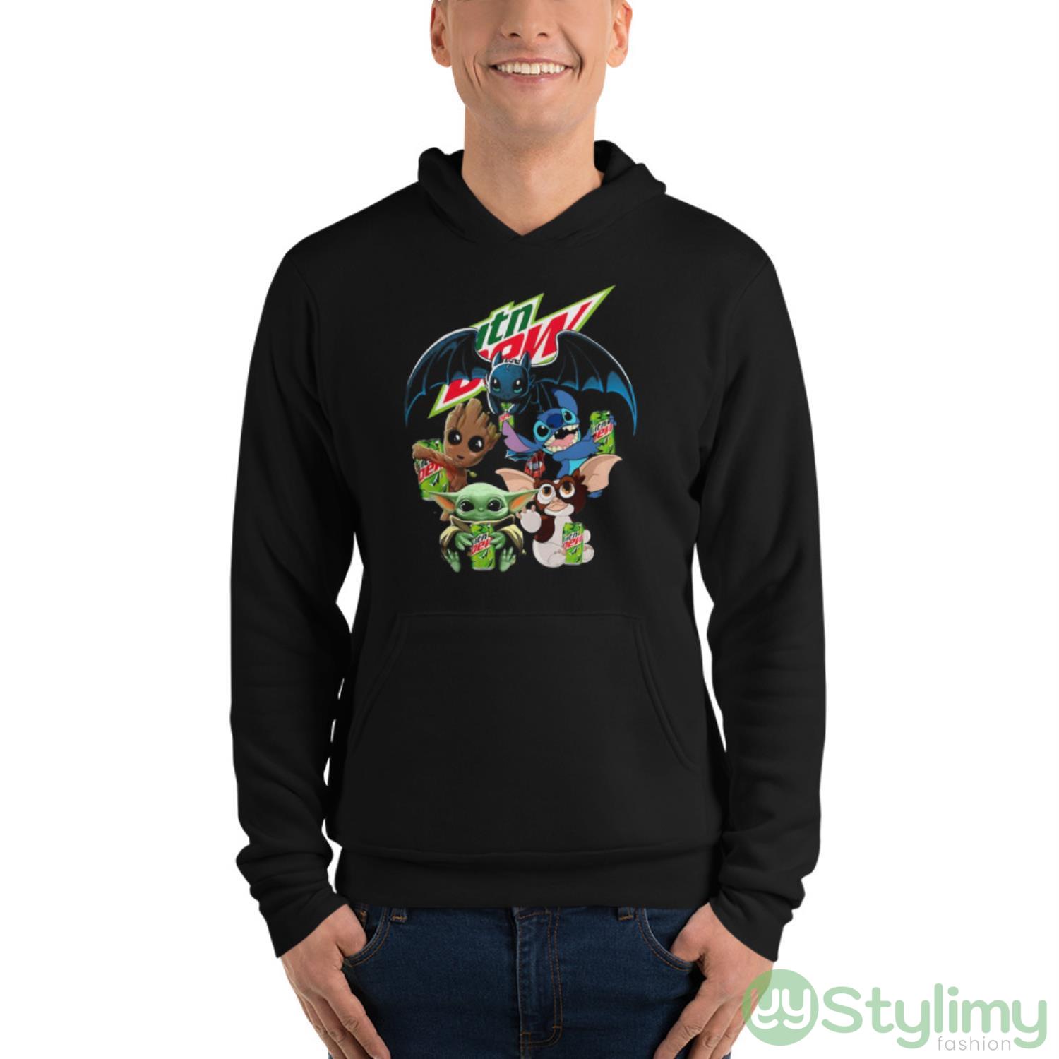 Mountain Dew Baby Yoda Groot Stitch toothless and Gremlins shirt 8 Mountain Dew Baby Yoda Groot Stitch toothless and Gremlins shirt - Unisex Fleece Pullover Hoodie