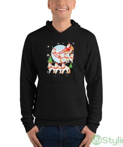 Santa Riding Reindeer Turkish Angora Sleigh Christmas Shirt - Unisex Fleece Pullover Hoodie