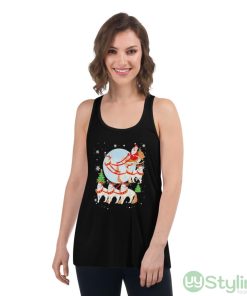 Santa Riding Reindeer Turkish Angora Sleigh Christmas Shirt - Women's Flowy Racerback Tank