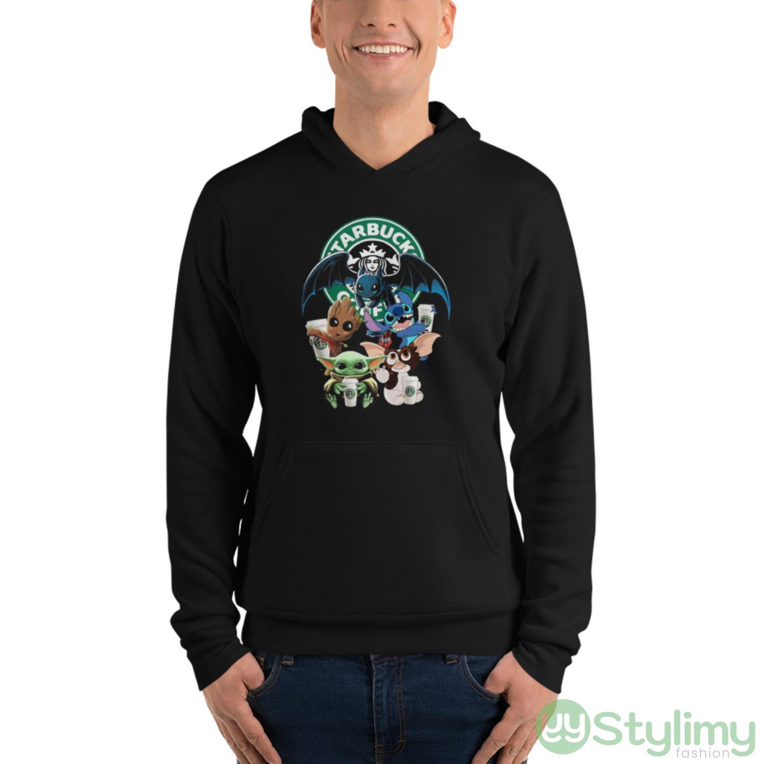 Starbucks Baby Yoda Groot Stitch Toothless and Gremlins shirt 8 Starbucks Baby Yoda Groot Stitch Toothless and Gremlins shirt - Unisex Fleece Pullover Hoodie