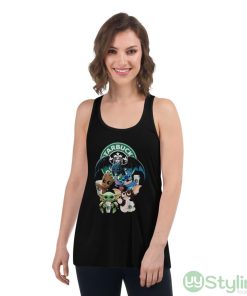 Starbucks Baby Yoda Groot Stitch Toothless and Gremlins shirt - Women's Flowy Racerback Tank