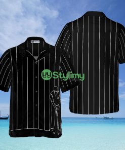 Back And White One Line Drawing Golfer Hawaiian Shirt - Back And White One Line Drawing Golfer Hawaiian Shirt