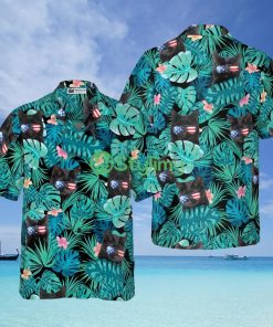 Black Cat Tropical Fourth Of July Hawaiian Shirt - Black Cat Tropical Fourth Of July Hawaiian Shirt