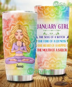 January Girl The Soul Of A Witch, Personalized Custom Yoga Tumbler - January Girl The Soul Of A Witch, Personalized Custom Yoga Tumbler