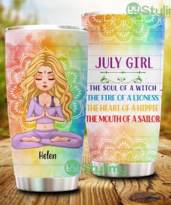 July Girl The Soul Of A Witch, Personalized Custom Yoga Tumbler - July Girl The Soul Of A Witch, Personalized Custom Yoga Tumbler