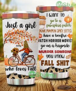 Just A Girl Who Loves Fall, Personalized Tumbler - Just A Girl Who Loves Fall, Personalized Tumbler