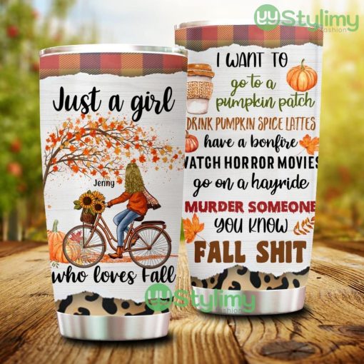 Just A Girl Who Loves Fall, Personalized Tumbler