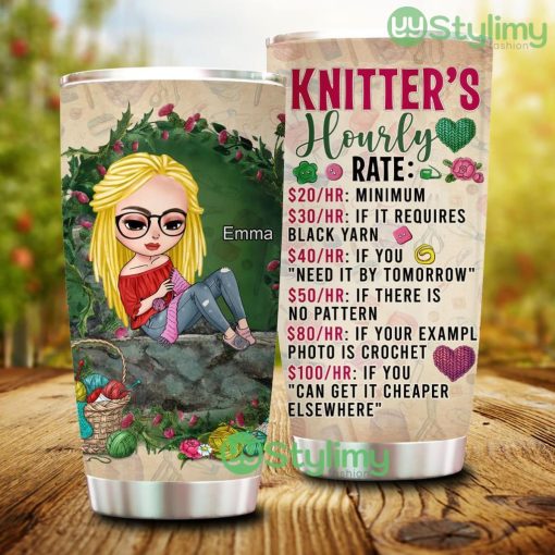 Knitter’s Hourly Rate, Personalized Knitting Tumbler