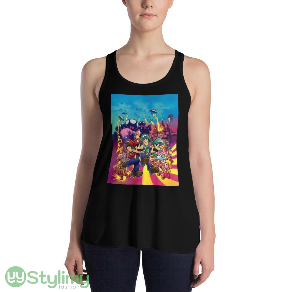 Mario and luigI with their baby alter egos on their backs and all manner of chaos in the Ideas T Shirts 4 Mario and luigI with their baby alter egos on their backs and all manner of chaos in the Ideas T Shirts - 8800 Women's Flowy Racerback Tank