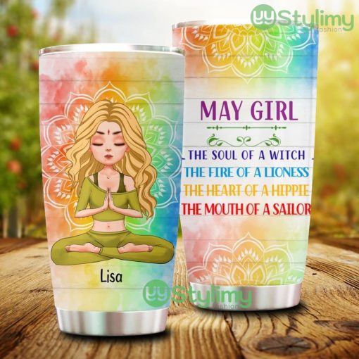 May Girl The Soul Of A Witch, Personalized Custom Yoga Tumbler