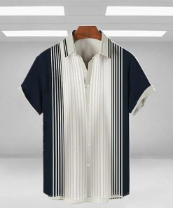 Mens Shirt Graphic Shirt Striped Turn Print Street Daily Print Clothing Fashion Designer Breathable - 080423-142926