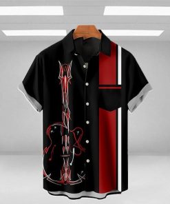 Men_s Shirt Summer Hawaiian Shirt Graphic Prints Music Guitar Musical Instrument Turndown Outdoor Street Short Sleeves Button Down Print Clothing - 080423-143803