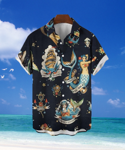 Mens Shirt Summer Hawaiian Shirt Mermaid Graphic Prints Pirate TurnStreet Casual Print Clothing Apparel Tropical Fashion Hawaiian Designer - 120423-102057