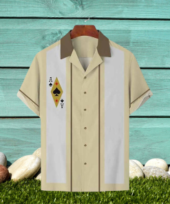 Mens Shirt Summer Hawaiian Shirt Striped Graphic Prints Poker Cuban Collar Apricot Casual Hawaiian Print Clothing Apparel Sports Fashion - 120423-102741