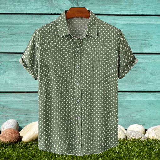 Mens Shirt Summer Hawaiian Shirt Up Shirt Summer Shirt Beach Shirt Army Polka Dot TurnOutdoor Street Clothing Apparel Fashion Casual