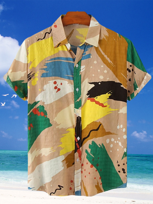 Mens Shirt Summer Hawaiian Shirt Up Shirt Summer Shirt Casual Shirt Graphic Prints Leaves TurnStreet Holiday Clothing Apparel Tropical