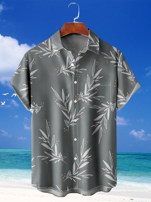 Mens Shirt Summer Hawaiian Shirt Up Shirt Summer Shirt Casual Shirt  Leaf Graphic Prints TurnStreet Daily Print Clothing Apparel Fashion Hawaiian Casual