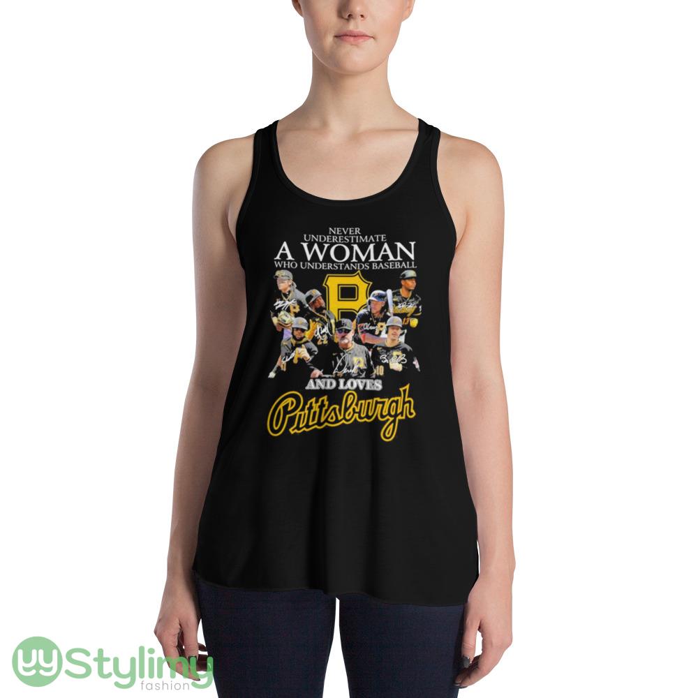Never Underestimate A Woman Who Understands Baseball And Love Pittsburgh Pirates Signatures Ideas T Shirts 4 Never Underestimate A Woman Who Understands Baseball And Love Pittsburgh Pirates Signatures Ideas T Shirts - 8800 Women's Flowy Racerback Tank