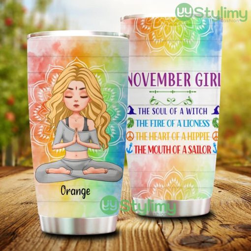 November Girl The Soul Of A Witch, Personalized Custom Yoga Tumbler