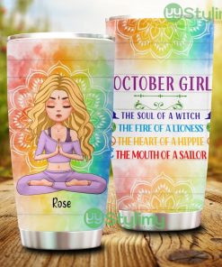 October Girl The Soul Of A Witch, Personalized Custom Yoga Tumbler - October Girl The Soul Of A Witch, Personalized Custom Yoga Tumbler